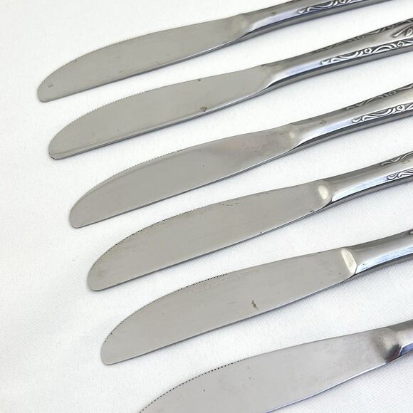 Stylecraft SYF2 T&N Single Rose Satin 8-3/8" Dinner Knife 12pcs Stainless Japan - Picture 10 of 14